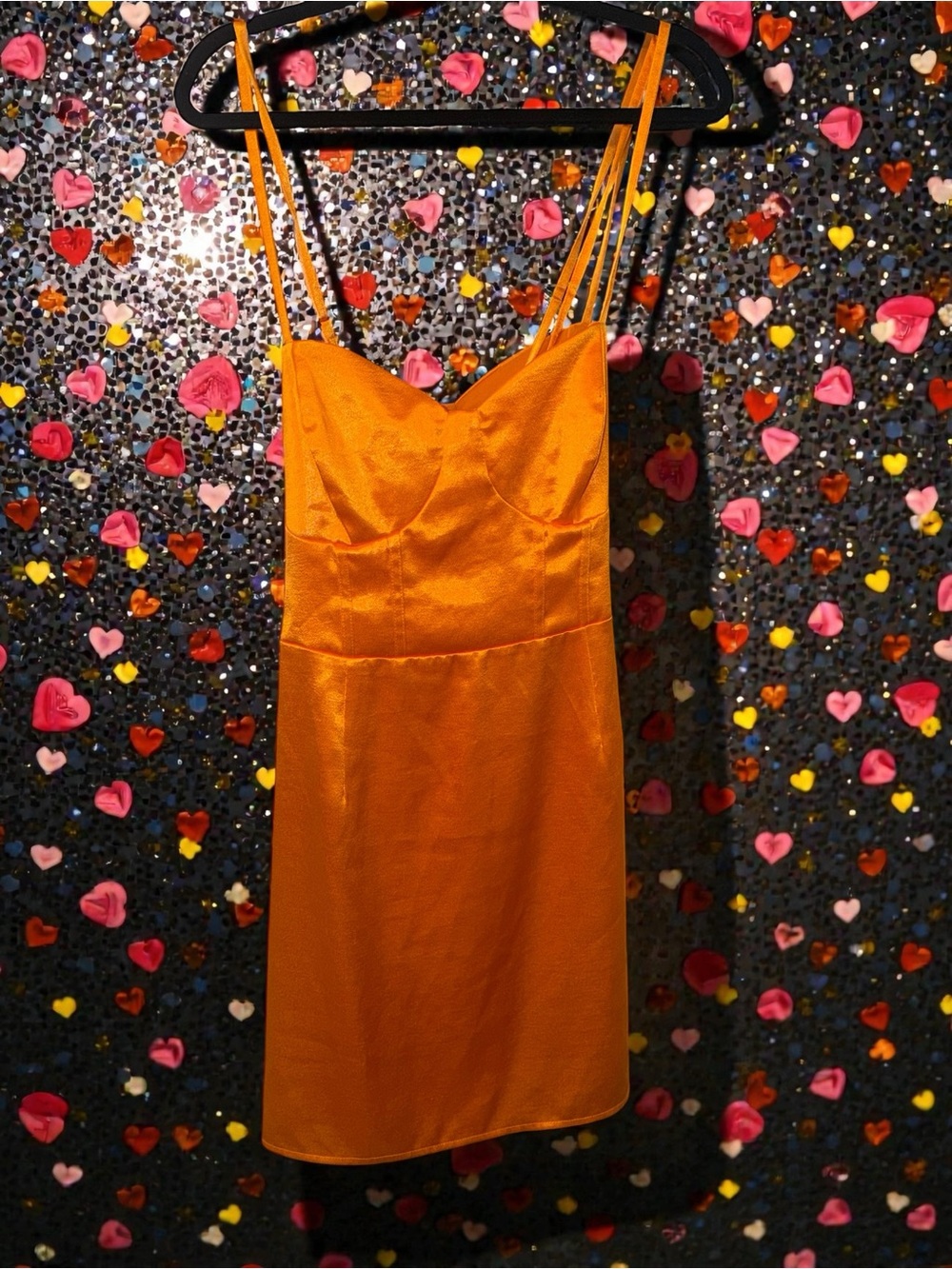 Wild Fable Orange Satin Lace-Up Dress XXL | Vibrant Statement Piece - Picture 3 of 16
